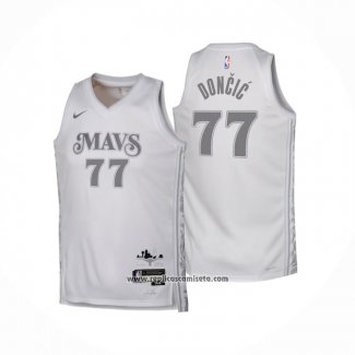 Camiseta Nino Dallas Mavericks Luka Doncic #77 Ciudad 2024-25 Blanco