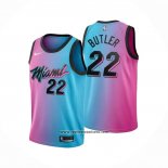 Camiseta Nino Miami Heat Jimmy Butler #22 Ciudad 2020-21 Azul Rosa