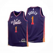 Camiseta Nino Phoenix Suns Devin Booker #1 Ciudad 2023-24 Violeta