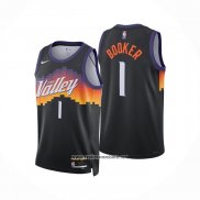 Camiseta Phoenix Suns Devin Booker NO 1 Ciudad 2025-26 Negro