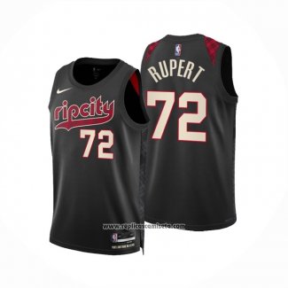 Camiseta Portland Trail Blazers Rayan Rupert #72 Ciudad 2023-24 Negro