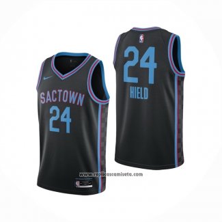 Camiseta Sacramento Kings Buddy Hield #24 Ciudad 2020-21 Negro