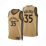 Camiseta Toronto Raptors Christian Koloko #35 Ciudad 2023-24 Oro