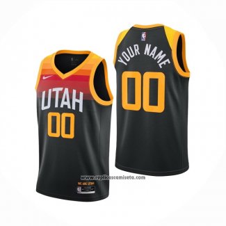 Camiseta Utah Jazz Personalizada Ciudad 2020-21 Negro