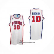 Camiseta Detroit Pistons Dennis Rodman #10 Retro Blanco