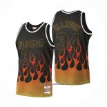 Camiseta Houston Rockets Hakeem Olajuwon #34 Flames Negro