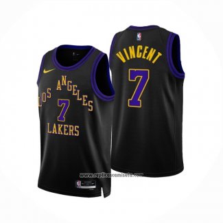 Camiseta Los Angeles Lakers Gabe Vincent #7 Ciudad 2023-24 Negro