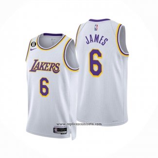 Camiseta Los Angeles Lakers LeBron James #6 Association 2022-23 Blanco