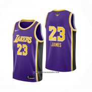 Camiseta Los Angeles Lakers Lebron James #23 Statement 2020 Final Bound Violeta