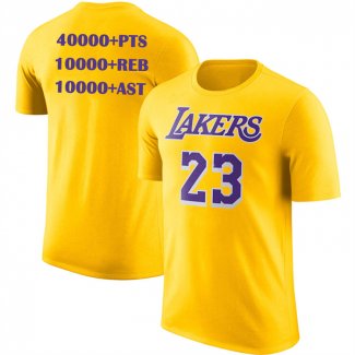 Camiseta Manga Corta Los Angeles Lakers James NO 23 Commemorative Amarillo1