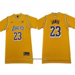 Camiseta Manga Corta Los Angeles Lakers LeBron James NO 23 Amarillo