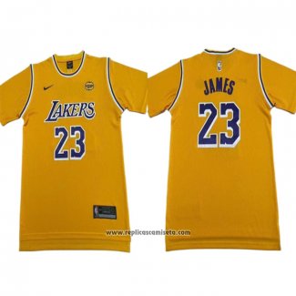 Camiseta Manga Corta Los Angeles Lakers LeBron James NO 23 Amarillo