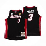 Camiseta Miami Heat Dwyane Wade #3 Mitchell & Ness 2012-13 Autentico Negro