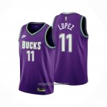 Camiseta Milwaukee Bucks Brook Lopez #11 Classic 2022-23 Violeta