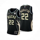 Camiseta Milwaukee Bucks Khris Middleton #22 Statement 2022-23 Negro