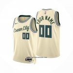 Camiseta Milwaukee Bucks Personalizada Ciudad 2025-26 Crema