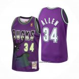 Camiseta Milwaukee Bucks Ray Allen #34 Mitchell & Ness 1996-97 Violeta