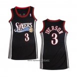 Camiseta Mujer Philadelphia 76ers Allen Iverson #3 Negro