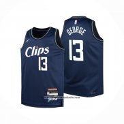 Camiseta Nino Los Angeles Clippers Paul George #13 Ciudad 2023-24 Azul