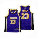 Camiseta Nino Los Angeles Lakers LeBron James NO 23 Statement Violeta1