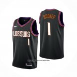 Camiseta Phoenix Suns Devin Booker #1 Ciudad 2019-20 Negro