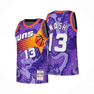 Camiseta Phoenix Suns Steve Nash #13 Asian Heritage Throwback 1996-97 Violeta