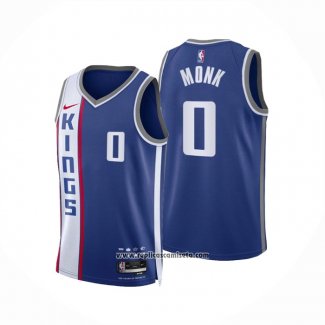 Camiseta Sacramento Kings Malik Monk #0 Ciudad 2023 24 Azul