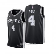 Camiseta San Antonio Spurs DeAaron Fox NO 4 Icon 2024-25 Negro