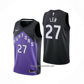 Camiseta Toronto Raptors Alex Len #27 Earned 2020-21 Negro Violeta