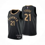 Camiseta Toronto Raptors Thaddeus Young #21 Ciudad 2022-23 Negro