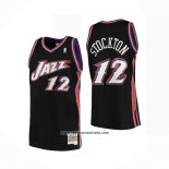 Camiseta Utah Jazz John Stockton #12 Hardwood Classics 1998-99 Negro