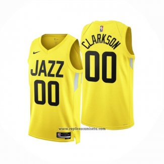 Camiseta Utah Jazz Jordan Clarkson #00 Icon 2022-23 Amarillo