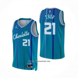 Camiseta Charlotte Hornets JT Thor #21 Ciudad 2021-22 Azul