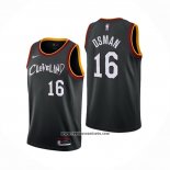 Camiseta Cleveland Cavaliers Cedi Osman #16 Ciudad 2020-21 Negro
