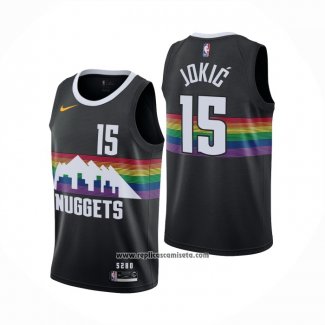 Camiseta Denver Nuggets Nikola Jokic #15 Ciudad 2019-20 Negro