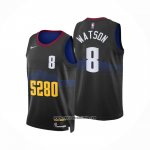 Camiseta Denver Nuggets Peyton Watson #8 Ciudad 2023-24 Negro