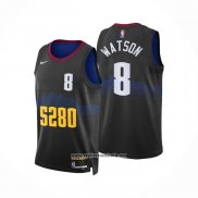 Camiseta Denver Nuggets Peyton Watson #8 Ciudad 2023-24 Negro