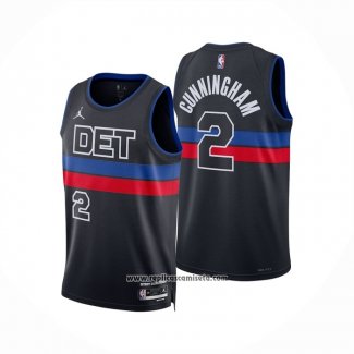 Camiseta Detroit Pistons Cade Cunningham #2 Statement 2022-23 Negro