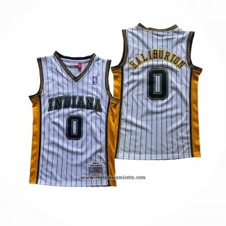Camiseta Indiana Pacers Tyrese Haliburton NO 0 Mitchell & Ness 2020-21 Blanco