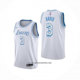 Camiseta Los Angeles Lakers Anthony Davis #3 Ciudad 2020-21 Blanco