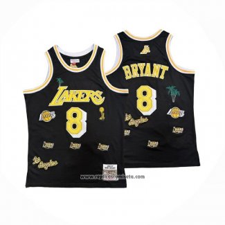 Camiseta Los Angeles Lakers Kobe Bryant NO 8 Hardwood Classics Mitchell & Ness 1996-97 Negro