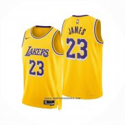Camiseta Los Angeles Lakers LeBron James NO 23 Icon 2024-25 Amarillo