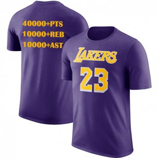 Camiseta Manga Corta Los Angeles Lakers James NO 23 Commemorative Violeta1