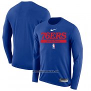 Camiseta Manga Larga Philadelphia 76ers Practice Performance 2022-23 Azul