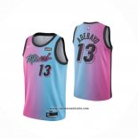 Camiseta Miami Heat Bam Adebayo #13 Ciudad 2020-21 Azul Rosa