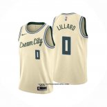 Camiseta Milwaukee Bucks Damian Lillard #0 Ciudad 2019-20 Crema