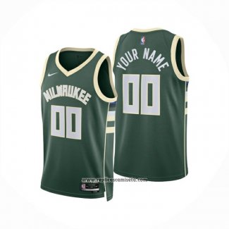Camiseta Milwaukee Bucks Personalizada Icon 2024-25 Verde