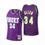 Camiseta Milwaukee Bucks Ray Allen #34 Mitchell & Ness 2000-01 Violeta