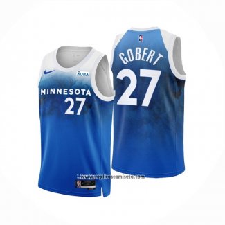 Camiseta Minnesota Timberwolves Rudy Gobert #27 Ciudad 2023-24 Azul