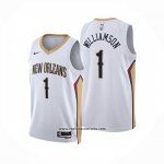Camiseta New Orleans Pelicans Zion Williamson NO 1 Association 2024-25 Blanco